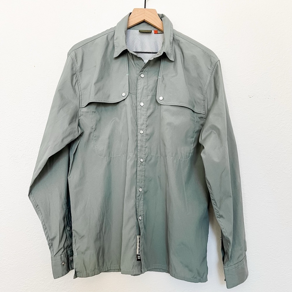 Howler Bros Shirt Mens M Green Western Pearl Snap Vented Fishing Long Sleeve